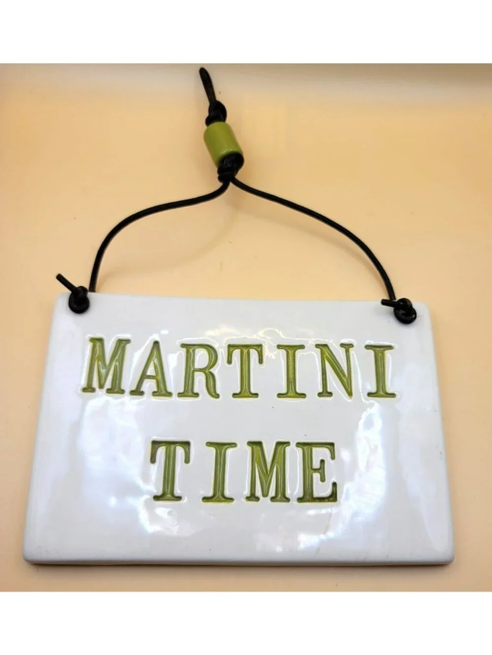 Ceramic Martini Time Hanging Sign Ora Sterling Plum Foolish Cord Hanger jj3555